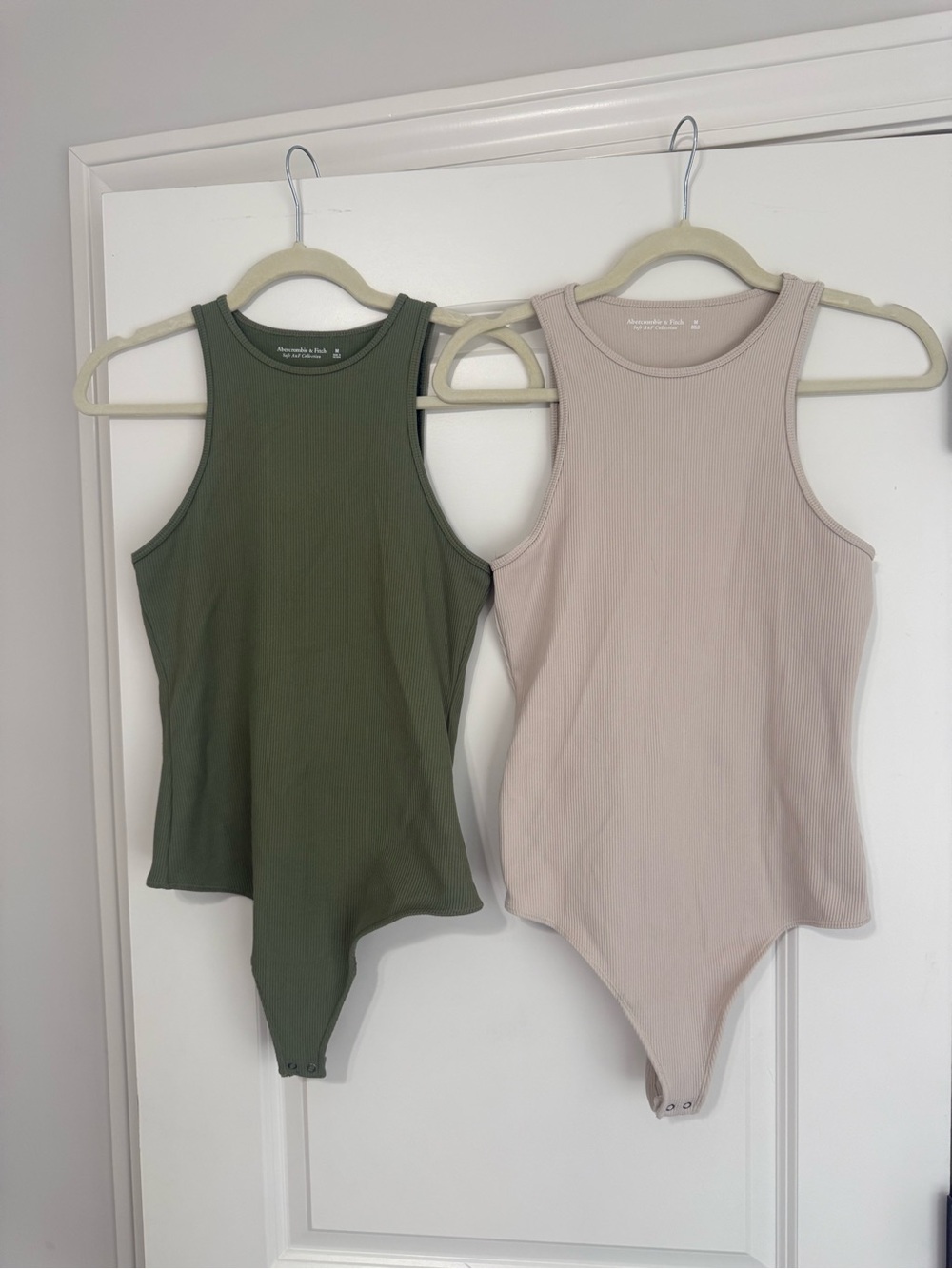 Abercrombie & Fitch Ribbed Tank Bodysuit Duo - Olive & Light Taupe